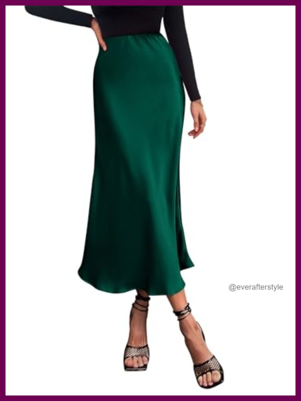 Satin Midi Skirt High Waisted A-Line Flowy Casual Summer